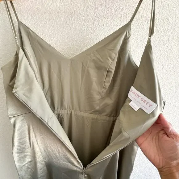 Birdy Grey New Catherine Shiny Satin Moss Green Large Dress - Picture 14 of 16